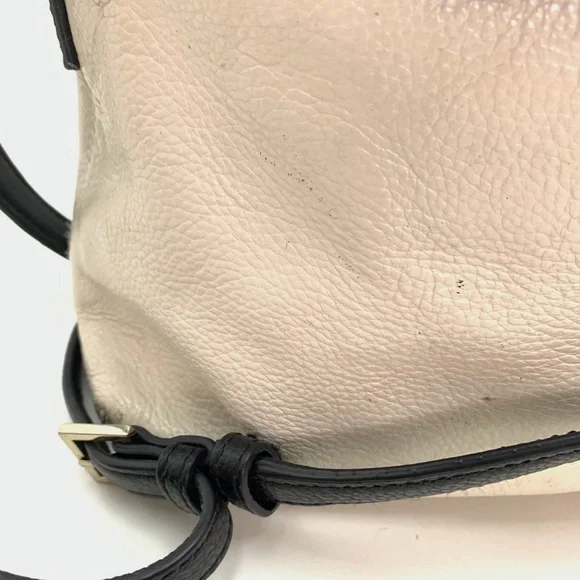 KATE SPADE Ivory Black Leather Handbag Purse Tote - Picture 5 of 16